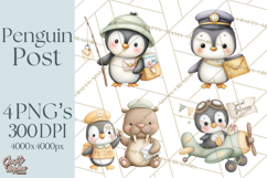 Penguin Post Office Clipart PNG, Cute Mail Carrier Clip Art Product Image 1