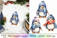 Watercolour Penguin Illustration | Cute Winter Penguin PNG Product Image 1