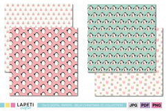 Winter printable papers with cute penguin designs