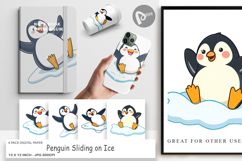 Digital Paper Penguin Sliding on Ice Product Image 1