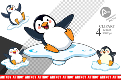 Sliding Penguin Clipart Product Image 1