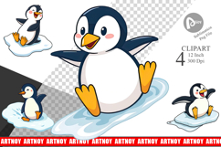 Sliding Penguin Clipart Product Image 1
