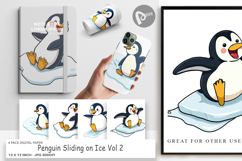 Digital Paper Penguin Sliding on Ice Product Image 1