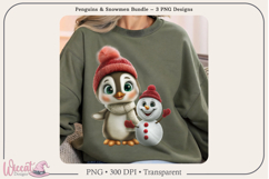 Penguin &amp; Snowman Trio PNG Bundle | 3 Sublimation Designs Product Image 4