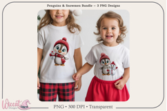 Penguin &amp; Snowman Trio PNG Bundle | 3 Sublimation Designs Product Image 1