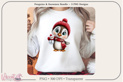 Penguin &amp; Snowman Trio PNG Bundle | 3 Sublimation Designs Product Image 5