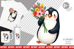 Penguin Spring Bouquet Clipart Product Image 1