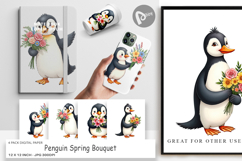 Digital Paper Penguin Spring Bouquet Product Image 1
