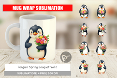 Mug Wrap Penguin Spring Bouquet Product Image 1