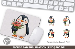 Mouse Pad Penguin Spring Bouquet Product Image 1