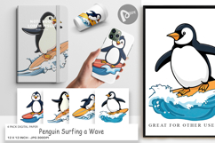 Digital Paper Penguin Surfing a Wave Product Image 1