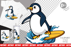 Surfing Penguin Clipart Product Image 1