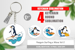 Keychain Penguin Surfing a Wave Product Image 1