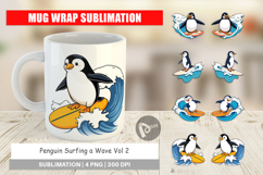 Mug Wrap Penguin Surfing a Wave Product Image 1