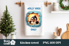 Christmas penguin kitchen towel | Christmas towel PNG