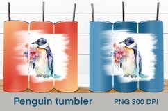 Cute penguin tumbler sublimation design wrap 20 Oz, penguin flower tumbler design, animals tumbler sublimation wrap.
