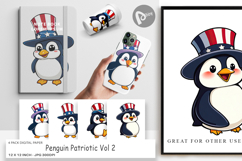Digital Paper Penguin Patriotic Product Image 1
