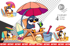 Summer Penguin Clipart Product Image 1
