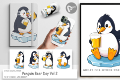 Digital Paper Penguin Beer Day Product Image 1