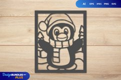 Penguin Wearing Christmas Outfit Papercut SVG Product Image 1