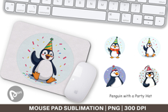 Mouse Pad Penguin with a Party Hat Product Image 1