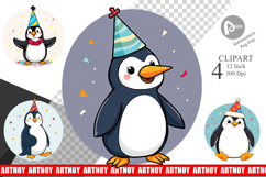 Party Penguin Clipart Product Image 1