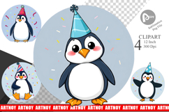 Party Penguin Clipart Product Image 1