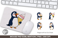 Mouse Pad Penguin with an Ice Cream Product Image 1