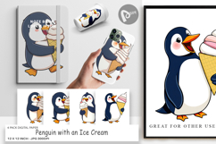 Digital Paper Penguin with an Ice Cream Product Image 1