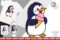 Penguin with Ice Cream Clipart Product Image 1