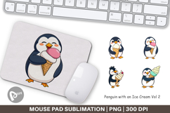 Mouse Pad Penguin with an Ice Cream Product Image 1