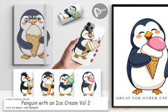 Digital Paper Penguin with an Ice Cream Product Image 1