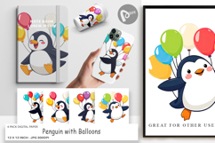 Digital Paper Penguin with Balloons Product Image 1