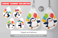 Earring Penguin with Balloons Product Image 1