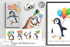 Digital Paper Penguin with Balloons Product Image 1