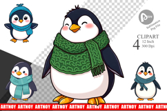 Penguin in Scarf Clipart Product Image 1