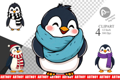 Penguin in Scarf Clipart Product Image 1