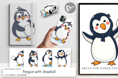 Digital Paper Penguin with Snowball Product Image 1