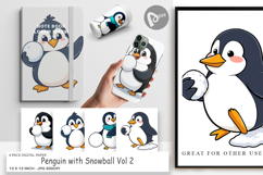 Digital Paper Penguin with Snowball Product Image 1
