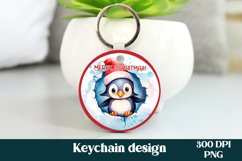 Cute Christmas penguin keychain sublimation design, Christmas keyring, keychain sublimation Christmas, Christmas funny penguin sublimation.