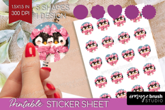 Penguins Valentine Round Sticker Cute Valentines Day Product Image 1