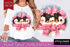 Penguins Valentine Round Tshirt Background Cute Valentines Product Image 1