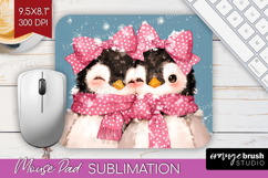 Penguins Valentine Mouse Pad Sublimation Cute Valentines Day Product Image 1