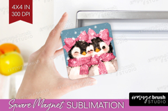Penguins Valentine Magnet Sublimation Cute Valentines Day Product Image 1