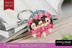 Penguins Valentine Keychain PNG Cute Valentines Day Keychain Product Image 1