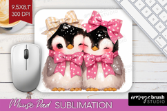 Penguins Valentine Mouse Pad Sublimation Cute Valentines Day Product Image 1