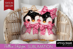 Penguins Valentine Pillow Sublimation Cute Valentines Day Product Image 1