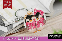 Penguins Valentine Keychain PNG Cute Valentines Day Keychain Product Image 1