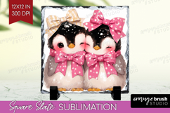 Penguins Valentine Slate PNG Cute Valentines Day Square Product Image 1