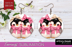 Penguins Valentine Round Earrings Cute Valentines Day PNG Product Image 1